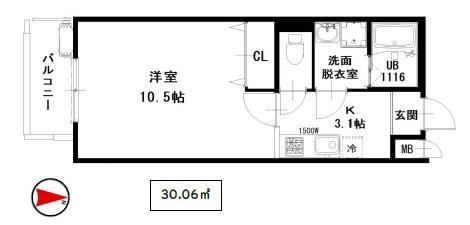MARKVILLA IKOMA(1K/3階)の間取り写真