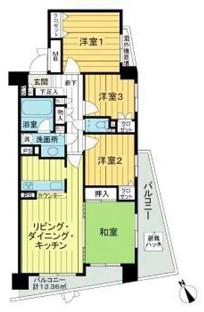 向ヶ丘遊園東ガーデンハウス弐番館(4LDK/3階)の間取り写真