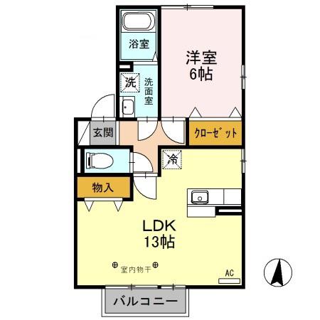 ピア・アベニューF棟(1LDK/2階)の間取り写真