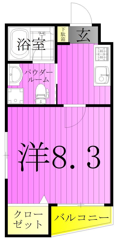 シャンブル(1K/3階)の間取り写真