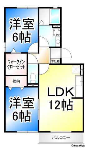 ライジング・エム(2LDK/2階)の間取り写真