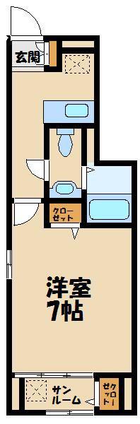 エアリーパーク(1K/1階)の間取り写真