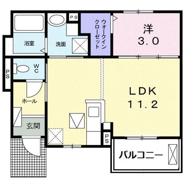 メゾン ド ルネ(1LDK/1階)の間取り写真