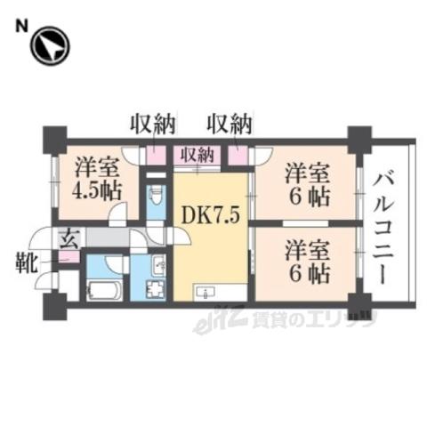 木の国ハイツ(3DK/2階)の間取り写真