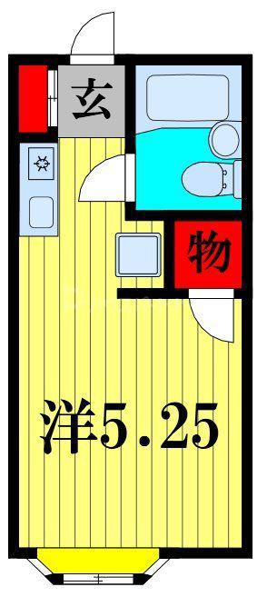我孫子台ハイツ 1号棟(ワンルーム/1階)の間取り写真