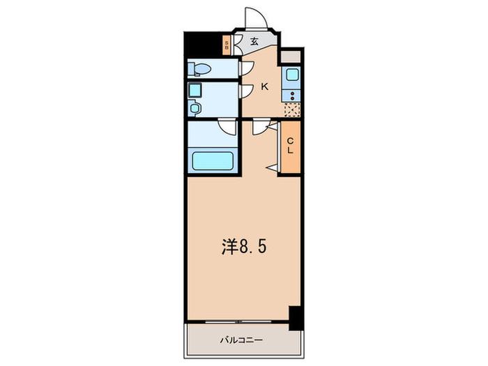 ロアール神戸住吉(1K/2階)の間取り写真