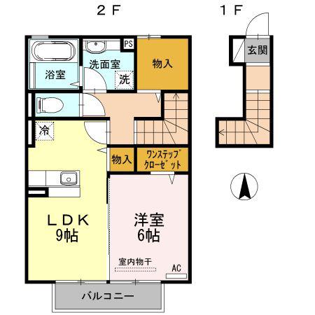 ウィットさつき(1LDK/2階)の間取り写真