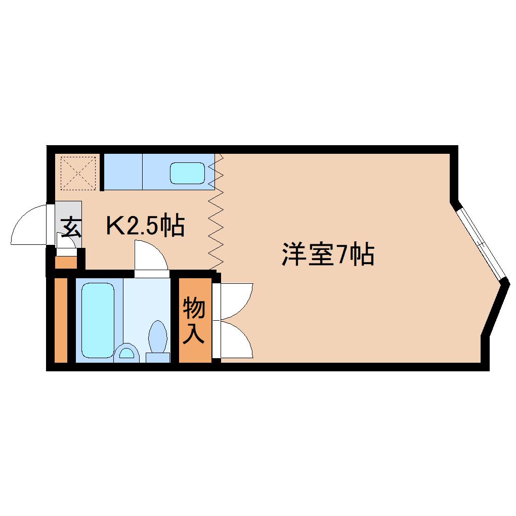 ハイツ古都(ワンルーム/2階)の間取り写真