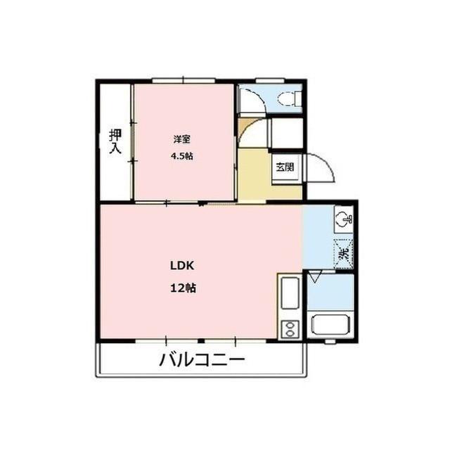 埴原ハイツ(1LDK/2階)の間取り写真
