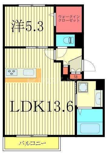 ラ・ヴァンベール(1LDK/3階)の間取り写真