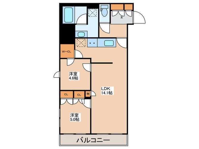 ブランシエスタ浅草蔵前(2LDK/3階)の間取り写真