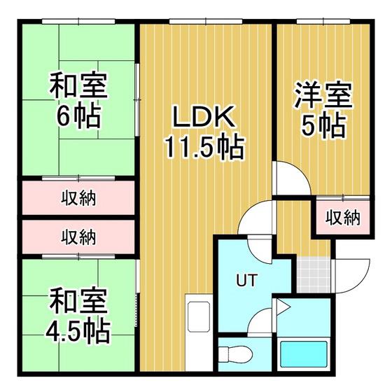 第1緑町ハイツ(3LDK/3階)の間取り写真