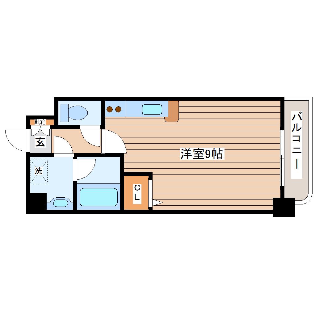 ラポール勾当台(ワンルーム/4階)の間取り写真