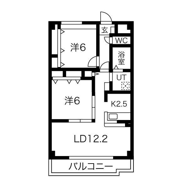 名鉄名古屋本線 有松駅 徒歩22分 5階建 築18年(2LDK/4階)の間取り写真
