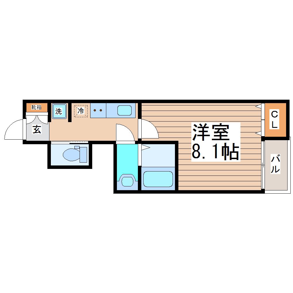VIVALES SEEBA 小松島(1K/1階)の間取り写真
