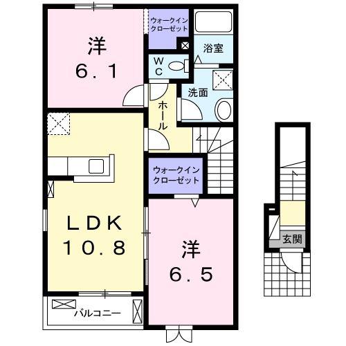 メゾン グラースB(2LDK/2階)の間取り写真