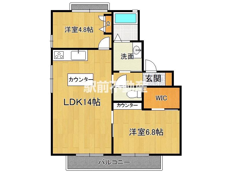 ドミール・ド・エルB(2LDK/2階)の間取り写真