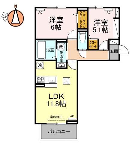 ハーベストCK(2LDK/3階)の間取り写真
