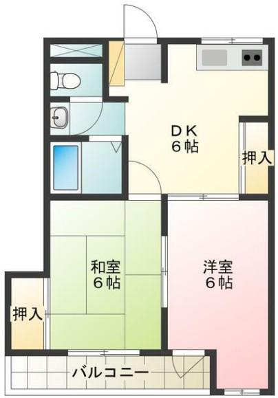 第2南昭ハイツ(2DK/2階)の間取り写真