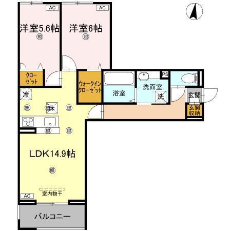 ギムレットB(2LDK/1階)の間取り写真