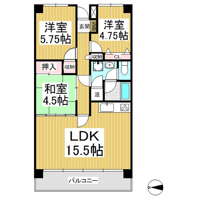 マイタウン伊那(3LDK/5階)の間取り写真