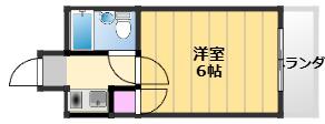 ラフォーレ助松(1K/3階)の間取り写真