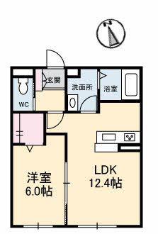 ベレオ亀岡(1LDK/3階)の間取り写真