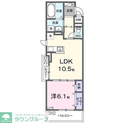 AMRITA V(1LDK/3階)の間取り写真