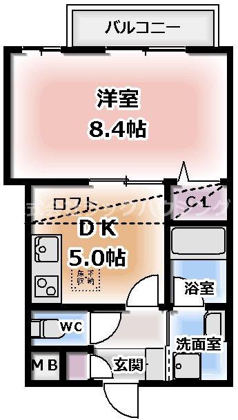 MS FLATII(1DK/6階)の間取り写真
