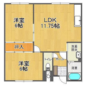 広陽ハイツ(2LDK/1階)の間取り写真