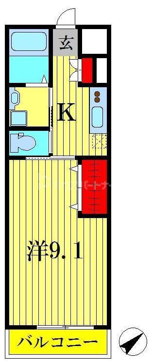 BANDERUOLA(1K/1階)の間取り写真
