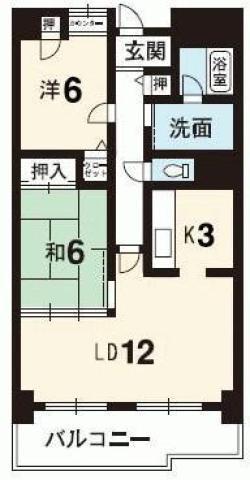 グランヴィア常三島西館(2LDK/8階)の間取り写真