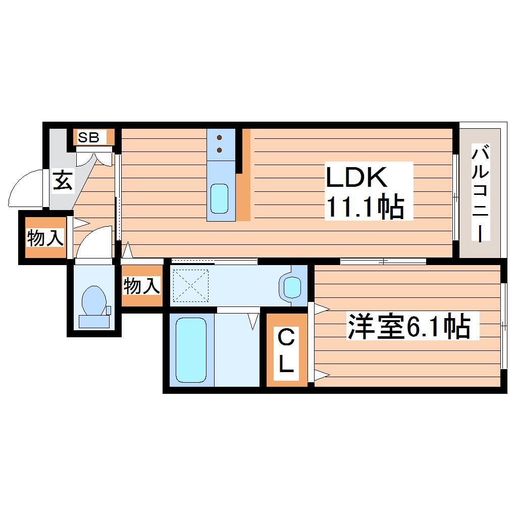 SOLANE LALA利府(1LDK/1階)の間取り写真