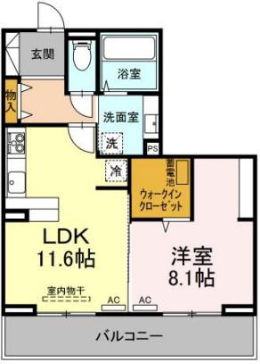 ヴェルチュ南庄町(1LDK/3階)の間取り写真