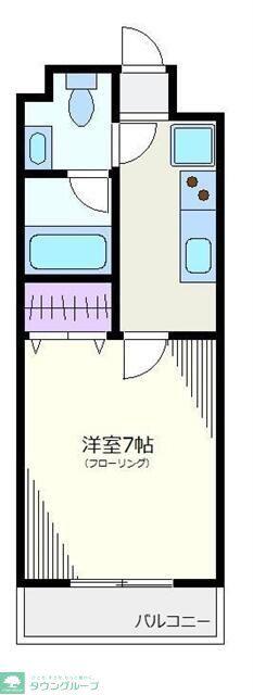 第5ベルビュー(1K/4階)の間取り写真