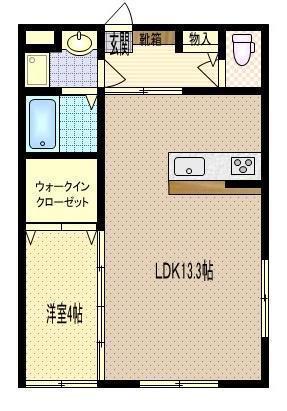 シャインコート原田(1LDK/1階)の間取り写真