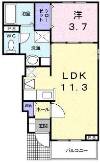 セロリー(1LDK/1階)の間取り写真