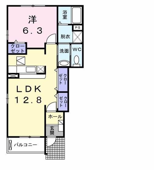 サンライト若松 I(1LDK/1階)の間取り写真