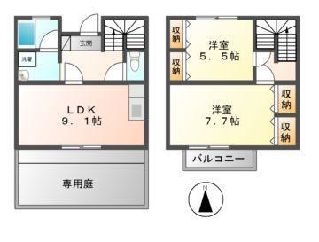 グレイス三ツ池(2LDK/2階)の間取り写真