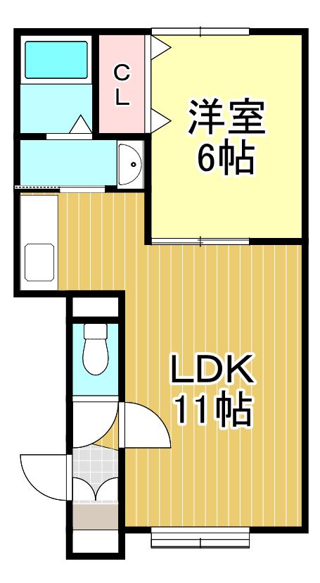 アンジュノーヴァ(1LDK/1階)の間取り写真