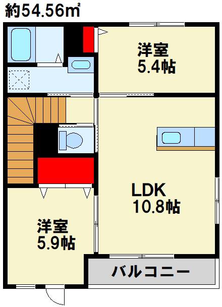 SLOW HAND六番館(2LDK/2階)の間取り写真