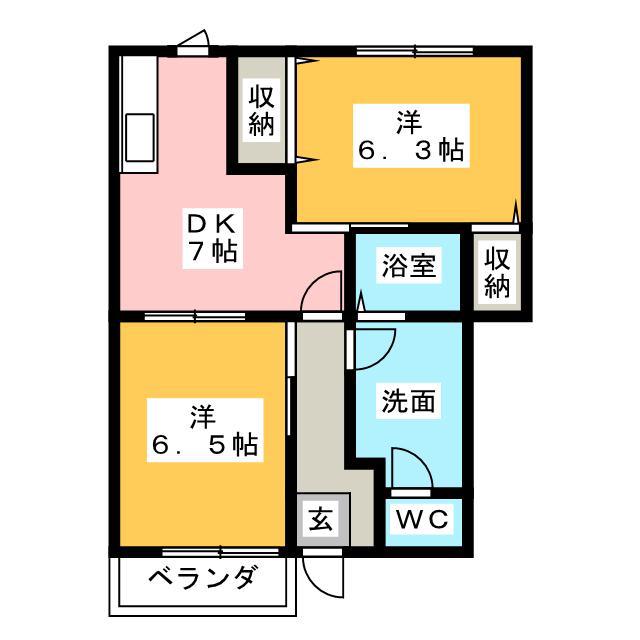 ビックストーンIK(2DK/1階)の間取り写真