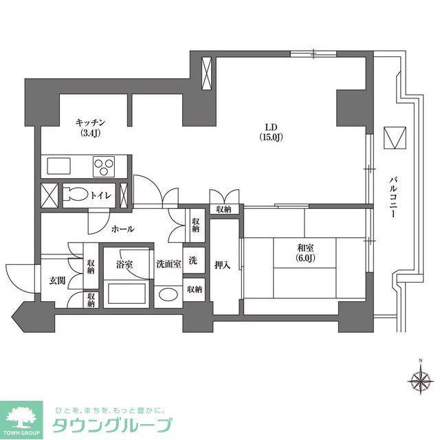 文京グリーンコートビュータワー本駒込(1LDK/7階)の間取り写真