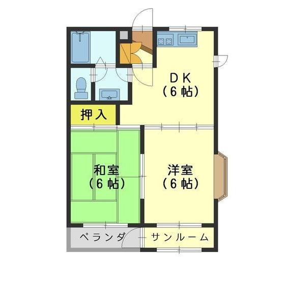 サントピア赤田A棟(2DK/3階)の間取り写真