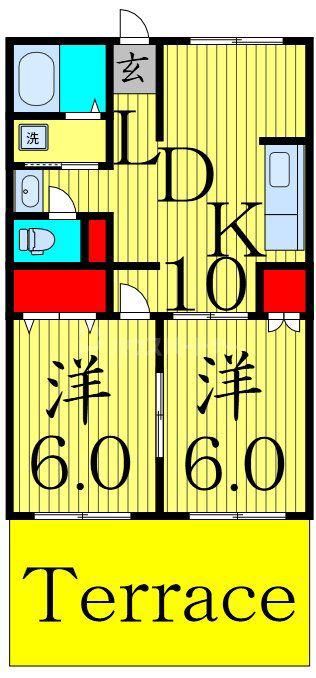 メゾン綾瀬(2LDK/1階)の間取り写真
