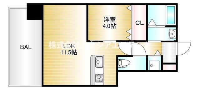 ツバサ西梅田グロリエ(1LDK/5階)の間取り写真