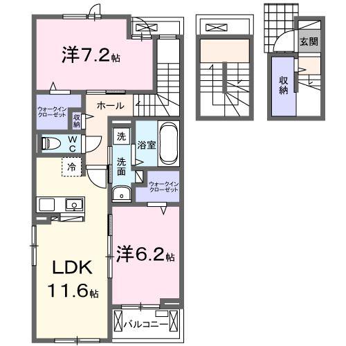 シェーン ハイム(2LDK/3階)の間取り写真