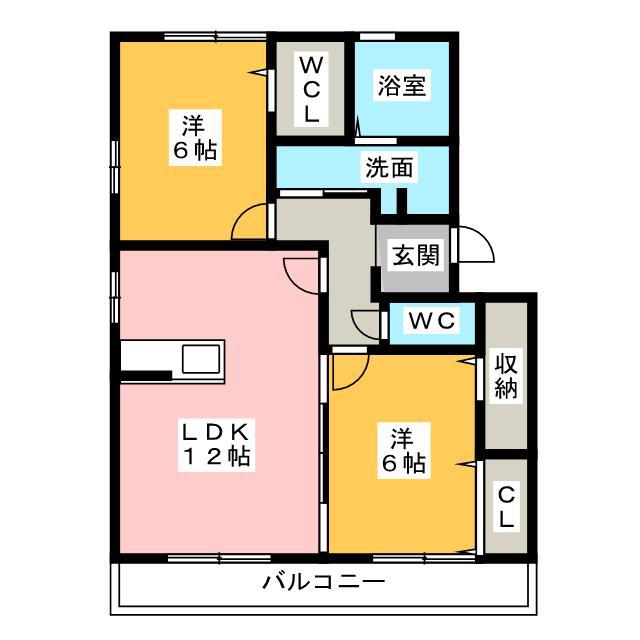 フェリーチェ A・B(2SLDK/2階)の間取り写真
