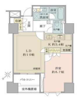 ザ・パークハウス千代田麹町(1LDK/8階)の間取り写真