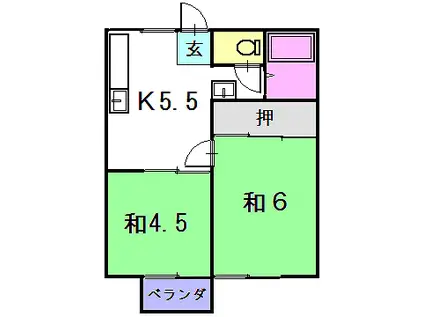 川原内ハイツA(2DK/1階)の間取り写真
